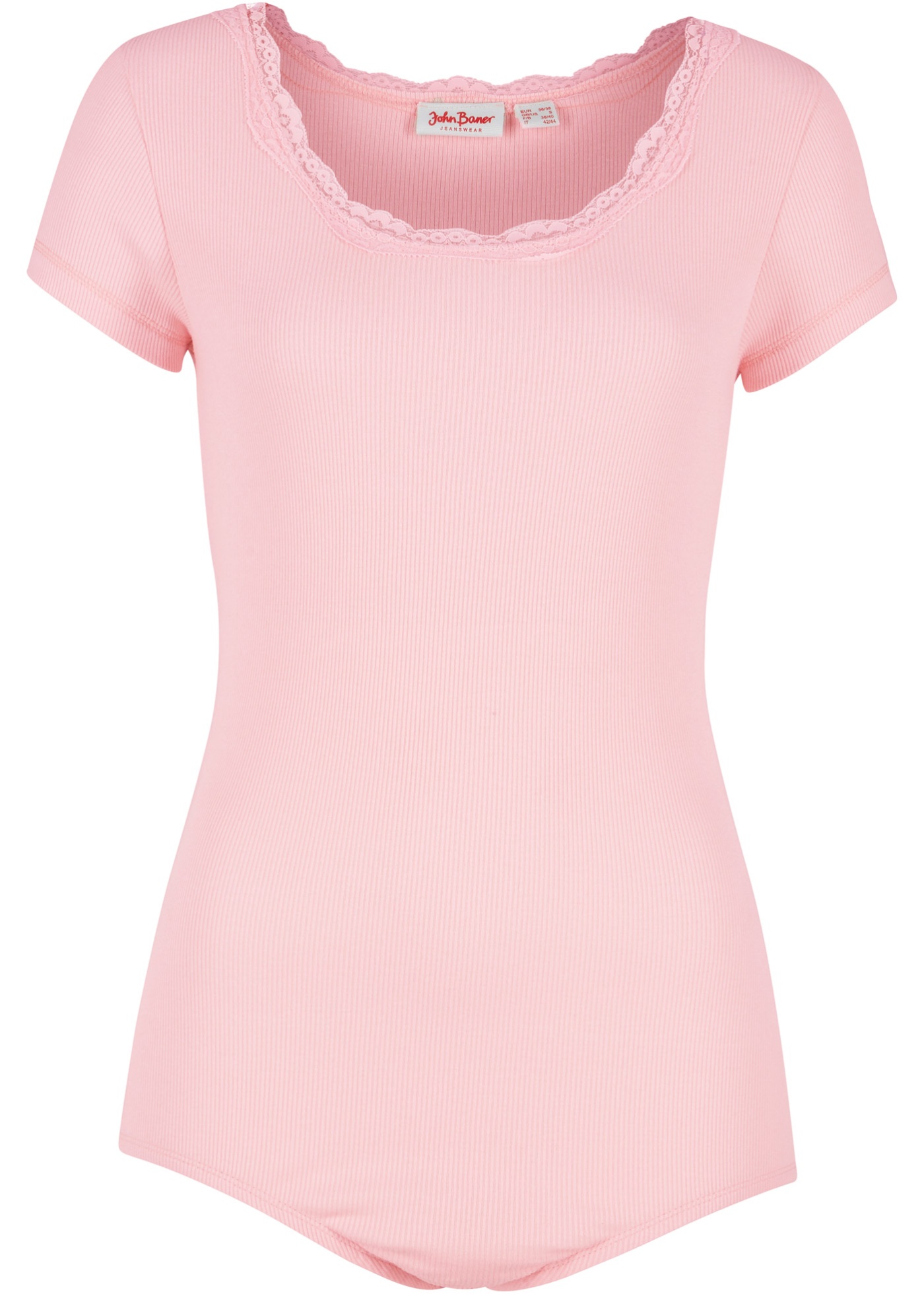 Боди в рубчик с кружевной отделкой